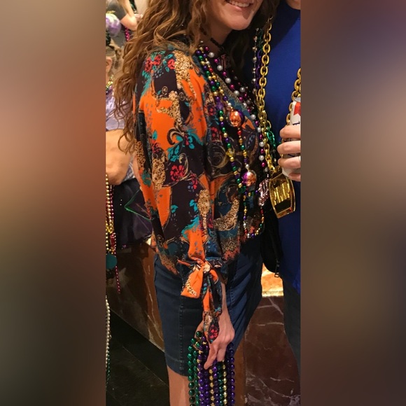 Free People | Boho Leopard Print Tie-Sleeve Blouse | Size Small - Picture 11 of 11